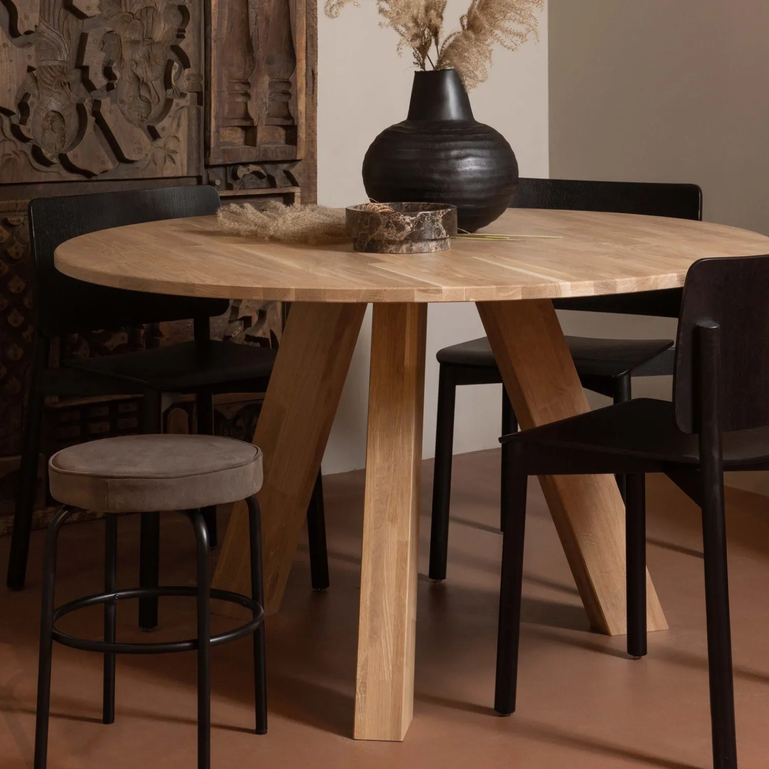 Houten Eettafels|Ronde Eettafels-WOOOD Rhonda Eettafel Natural Matt