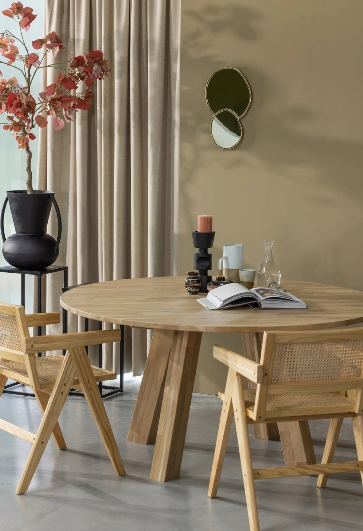 Houten Eettafels|Ronde Eettafels-WOOOD Rhonda XL Eettafel Natural Matt