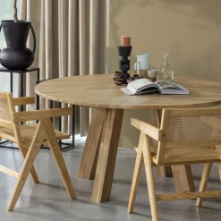 Houten Eettafels|Ronde Eettafels-WOOOD Rhonda XL Eettafel Natural Matt