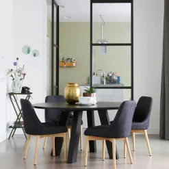 Houten Eettafels|Ronde Eettafels-WOOOD Rhonda XL Eettafel Blacknight