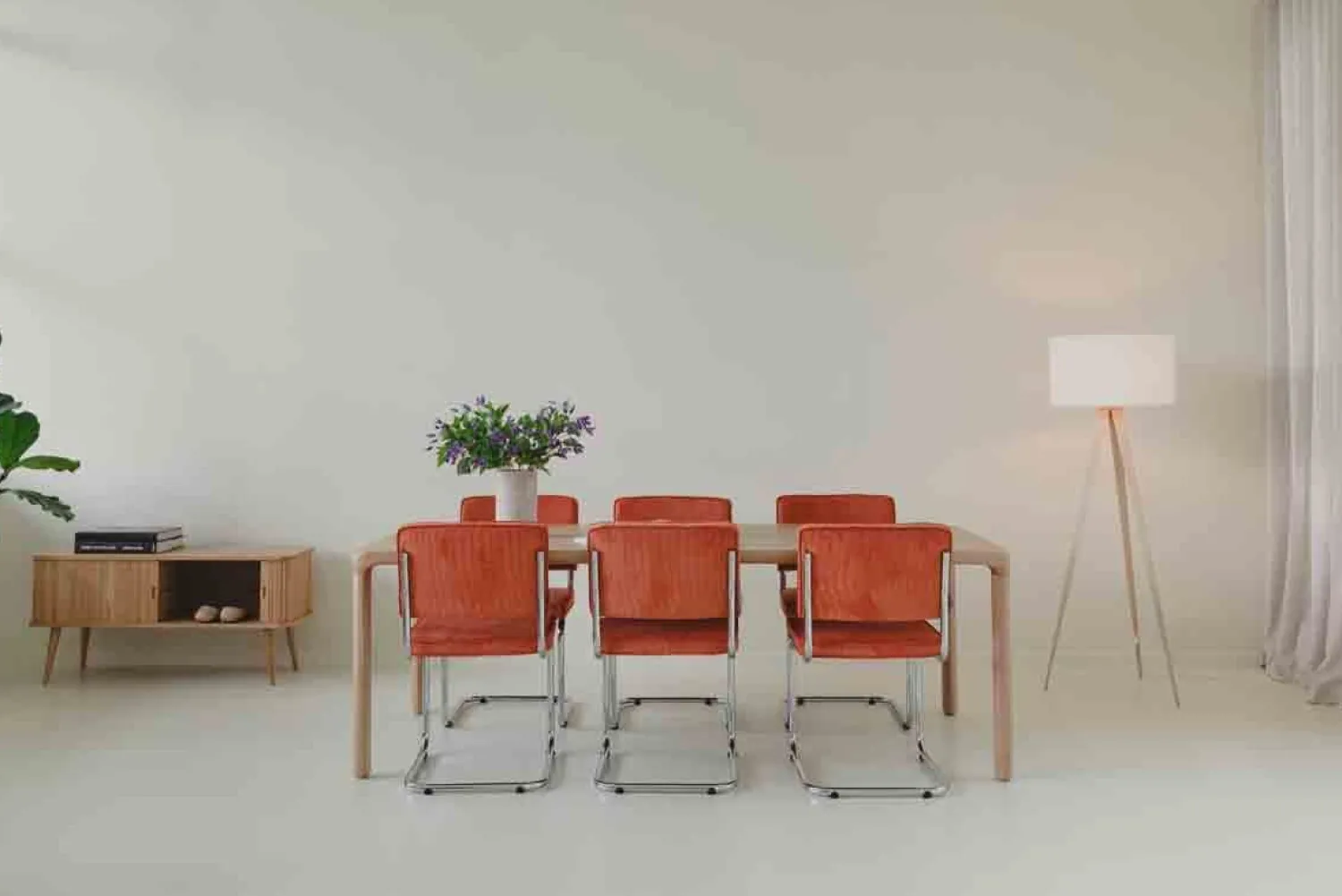 Eetkamerstoelen Zonder Armleuning-Zuiver Ridge Rib (set van 2) Eetkamerstoel Orange