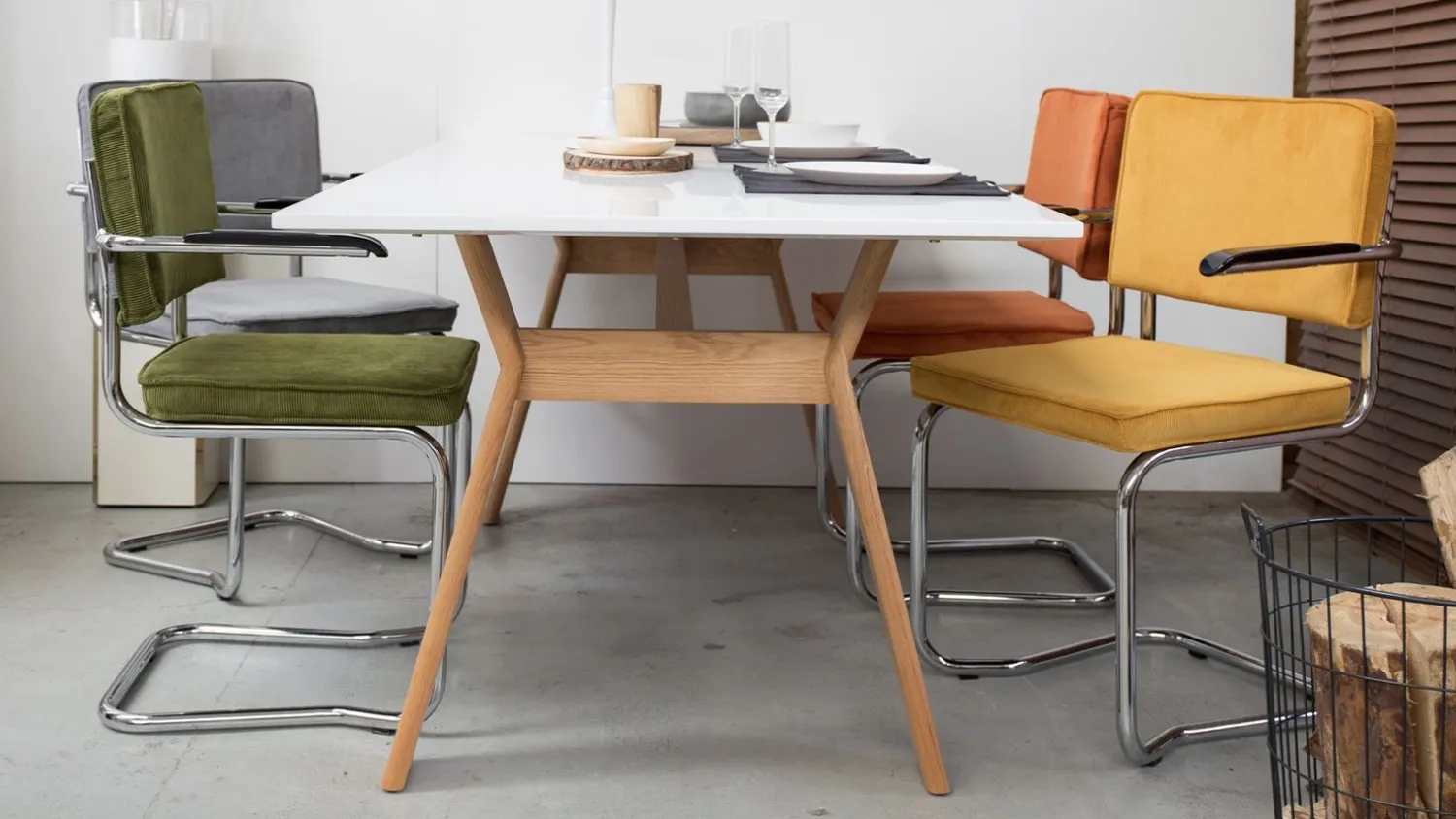 Eetkamerstoelen Zonder Armleuning-Zuiver Ridge Rib (set van 2) Eetkamerstoel Yellow