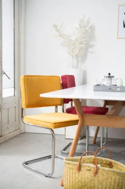 Eetkamerstoelen Zonder Armleuning-Zuiver Ridge Rib (set van 2) Eetkamerstoel Yellow
