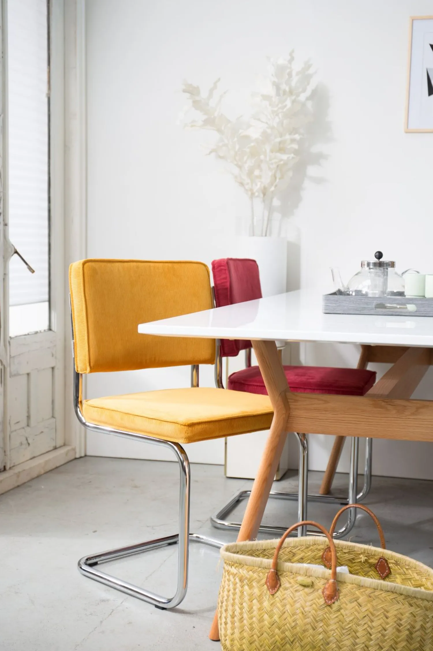 Eetkamerstoelen Zonder Armleuning-Zuiver Ridge Rib (set van 2) Eetkamerstoel Yellow