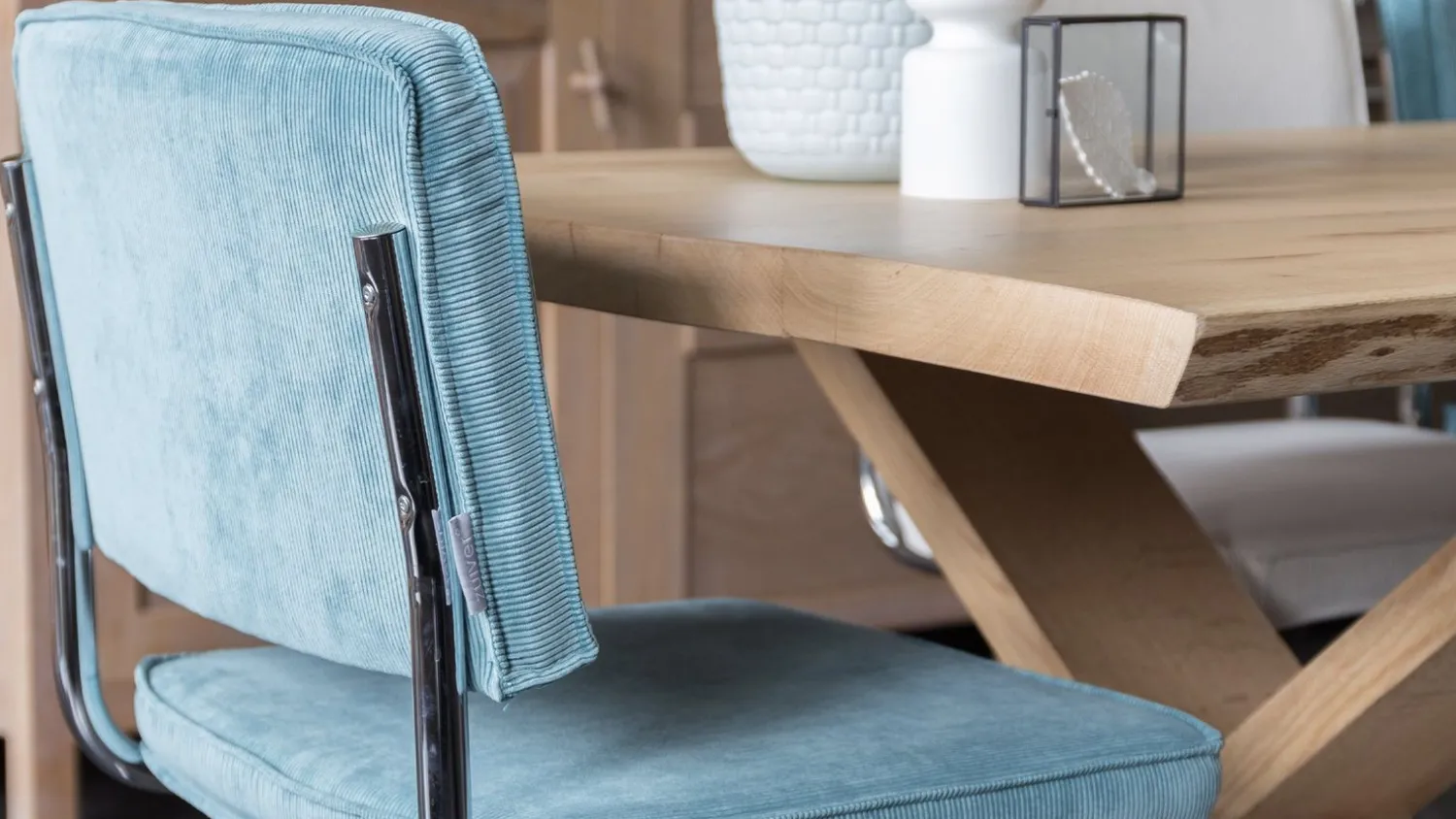 Eetkamerstoelen Zonder Armleuning-Zuiver Ridge Rib (set van 2) Eetkamerstoel Blue