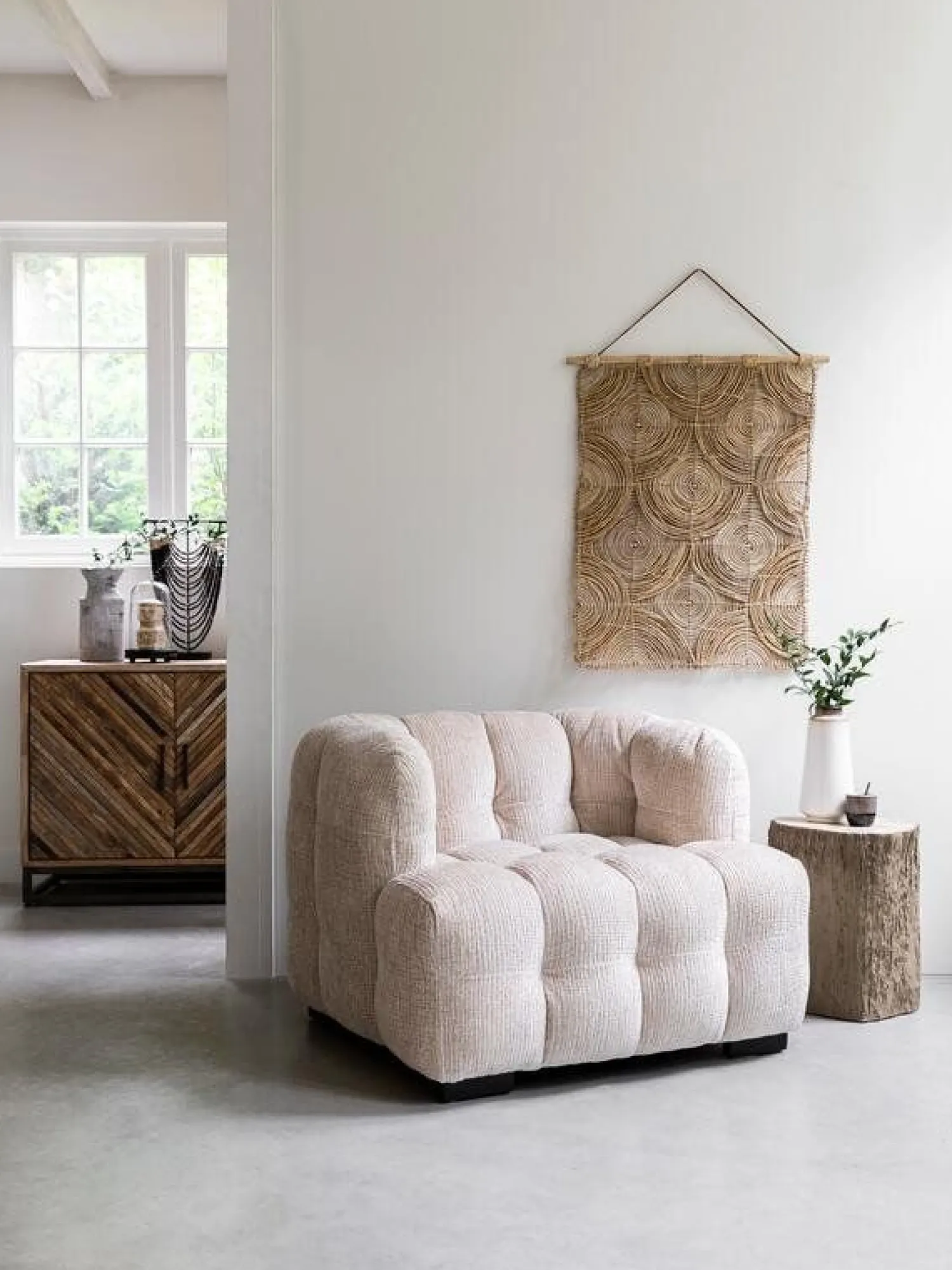 Industriële Bijzettafels|Houten Bijzettafels-MUST Living Rocca Bijzettafel Grijs, Naturel
