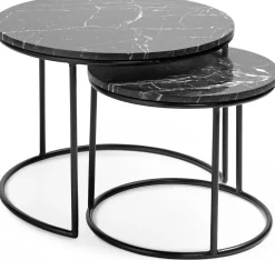 Marmeren Bijzettafels|Ronde Bijzettafels-Feelings Wonen Romeo Bijzettafelset Blauw