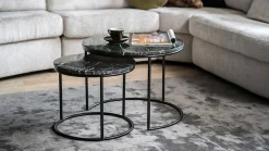 Marmeren Bijzettafels|Ronde Bijzettafels-Feelings Wonen Romeo Bijzettafelset Blauw