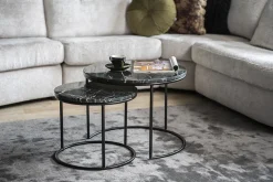 Marmeren Bijzettafels|Ronde Bijzettafels-Feelings Wonen Romeo Bijzettafelset Blauw
