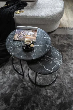 Marmeren Bijzettafels|Ronde Bijzettafels-Feelings Wonen Romeo Bijzettafelset Blauw