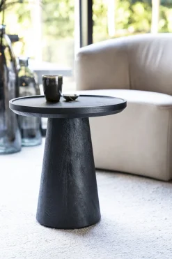 Houten Bijzettafels|Ronde Bijzettafels-Eleonora Ron Bijzettafel Zwart