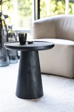 Houten Bijzettafels|Ronde Bijzettafels-Eleonora Ron Bijzettafel Zwart