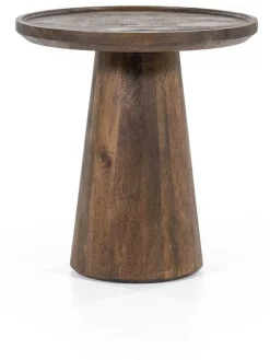 Houten Bijzettafels|Ronde Bijzettafels-Eleonora Ron Bijzettafel Bruin