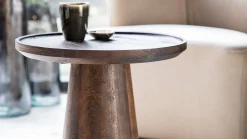 Houten Bijzettafels|Ronde Bijzettafels-Eleonora Ron Bijzettafel Bruin