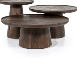 Houten Bijzettafels|Ronde Bijzettafels-Eleonora Ron Bijzettafel Bruin