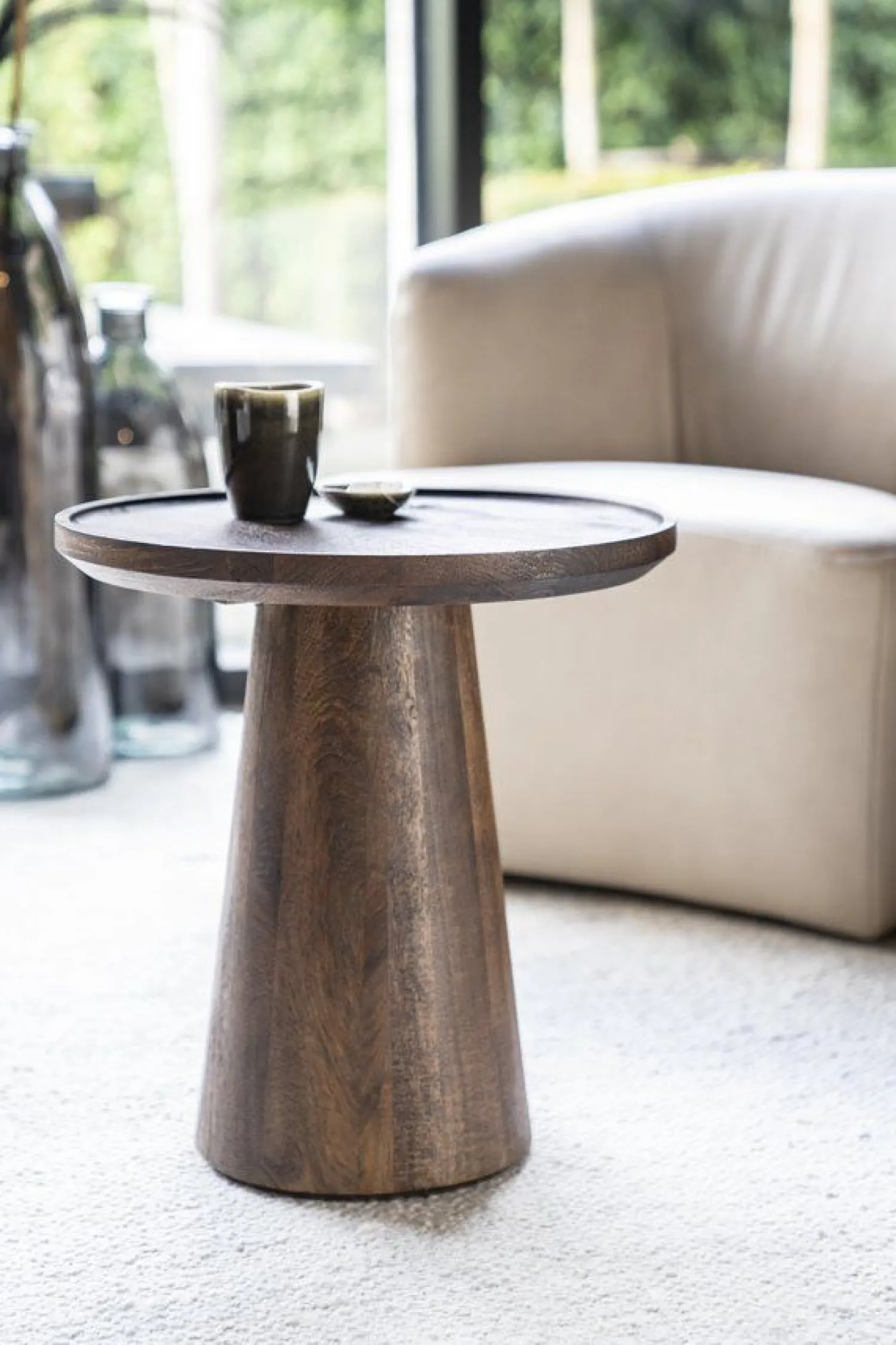Houten Bijzettafels|Ronde Bijzettafels-Eleonora Ron Bijzettafel Bruin