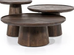 Houten Bijzettafels|Ronde Bijzettafels-Eleonora Ron Bijzettafel Bruin