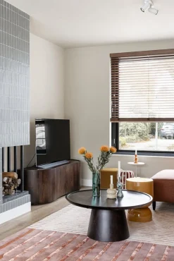 Houten Salontafels|Ronde Salontafels-Eleonora Ron M Salontafel Bruin