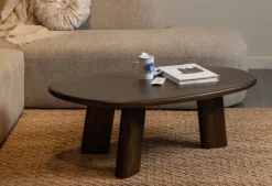 Organische Salontafels|Houten Salontafels-WOOOD Roundly Salontafel Walnut