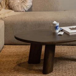 Organische Salontafels|Houten Salontafels-WOOOD Roundly Salontafel Walnut