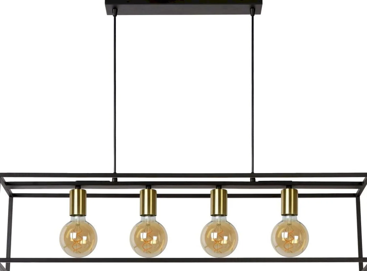 Industriële Hanglampen|Industriële Hanglampen-Lucide Ruben Hanglamp Zwart, Goud