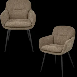 Eetkamerstoelen Met Armleuning-WOOOD Runa Eetkamerstoel Dark Sand