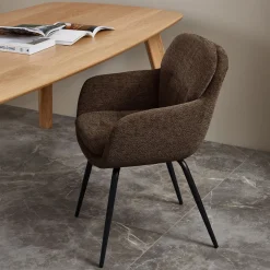 Eetkamerstoelen Met Armleuning-WOOOD Runa Eetkamerstoel Warm Brown