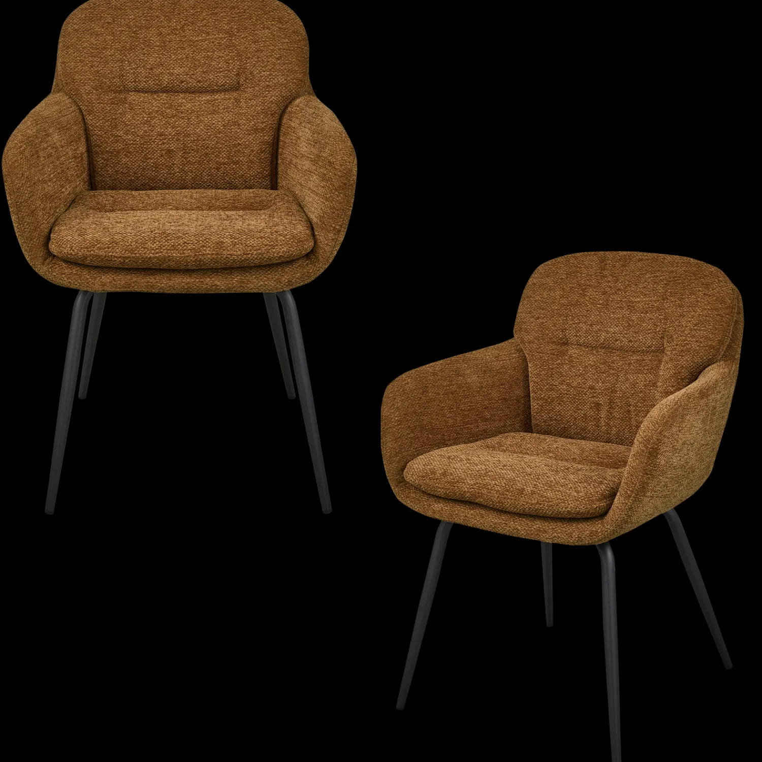 Eetkamerstoelen Met Armleuning-WOOOD Runa Eetkamerstoel Caramel Brown, Yellow