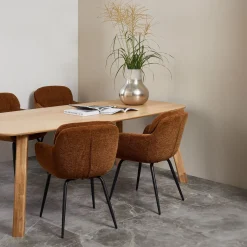 Eetkamerstoelen Met Armleuning-WOOOD Runa Eetkamerstoel Caramel Brown, Yellow