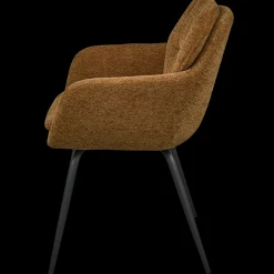 Eetkamerstoelen Met Armleuning-WOOOD Runa Eetkamerstoel Caramel Brown, Yellow