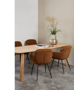 Eetkamerstoelen Met Armleuning-WOOOD Runa Eetkamerstoel Caramel Brown, Yellow