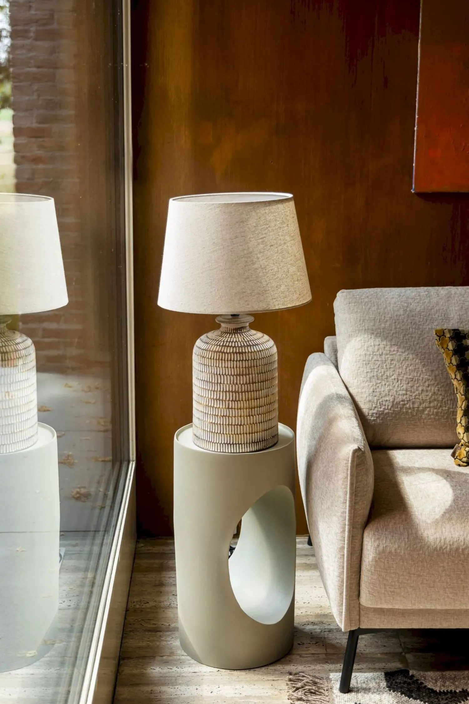 Tafellampen|Tafellampen-Dutchbone Russel Tafellamp Beige