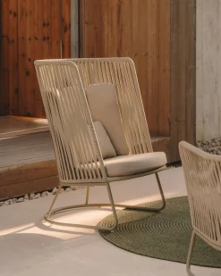 Tuinstoelen-Kave Home Saconca Hoge Outdoor Fauteuil Groen