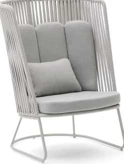 Tuinstoelen-Kave Home Saconca Hoge Outdoor Fauteuil Grijs