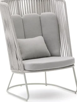 Tuinstoelen-Kave Home Saconca Hoge Outdoor Fauteuil Grijs