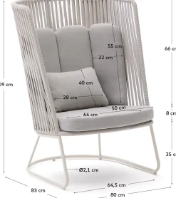 Tuinstoelen-Kave Home Saconca Hoge Outdoor Fauteuil Grijs