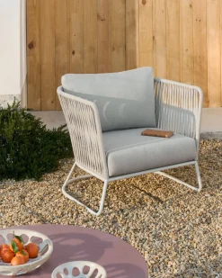 Tuinstoelen-Kave Home Saconca Outdoor Fauteuil Grijs