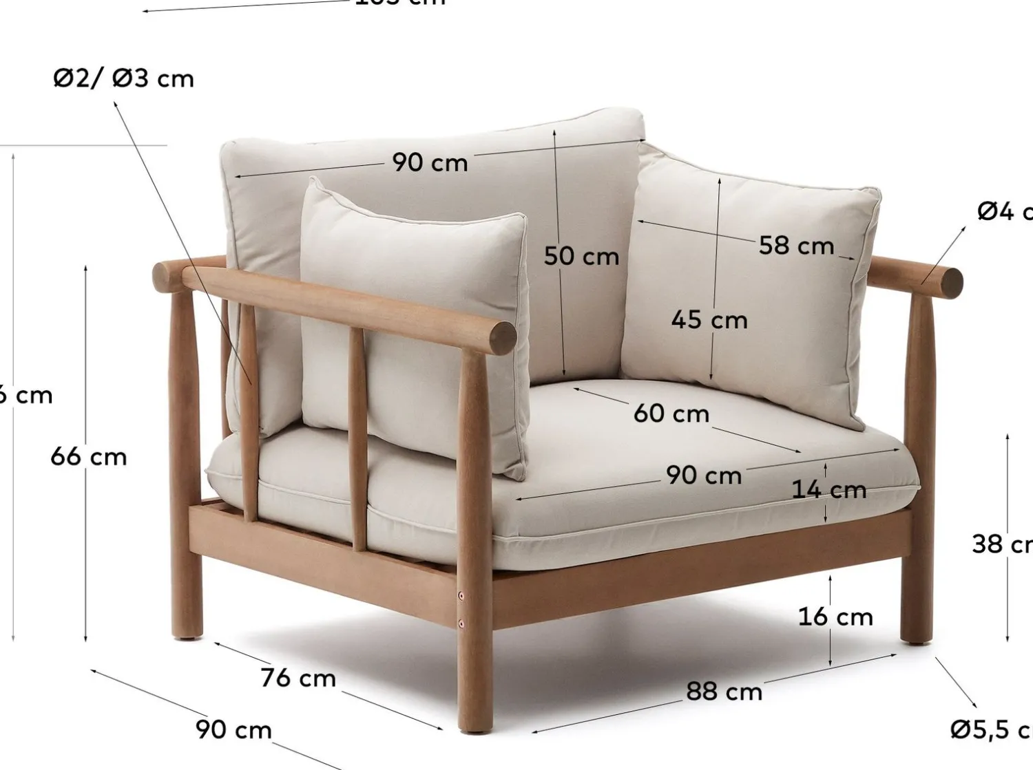 Tuinstoelen-Kave Home Sacova Outdoor Fauteuil Naturel, Beige