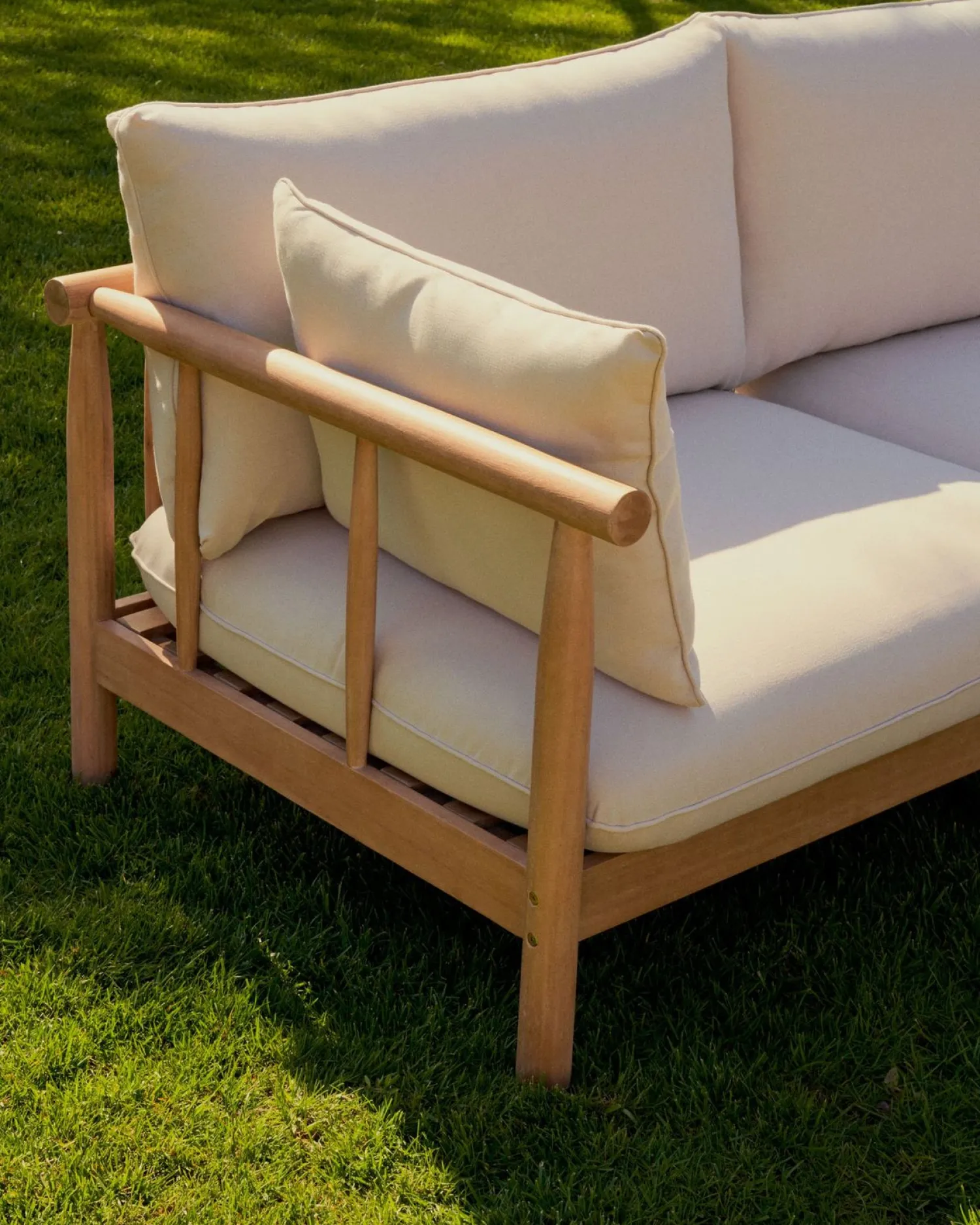 Tuinbanken|Zitbanken-Kave Home Sacova Outdoor 2-Zitsbank Naturel, Beige