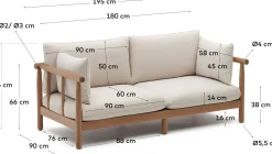 Tuinbanken|Zitbanken-Kave Home Sacova Outdoor 2-Zitsbank Naturel, Beige