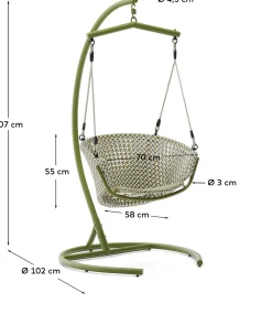 Tuinstoelen-Kave Home Saliga Outdoor Hangstoel Groen