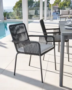 Tuinstoelen-Kave Home Samt Tuinstoel Zwart