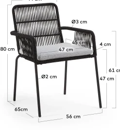 Tuinstoelen-Kave Home Samt Tuinstoel Zwart