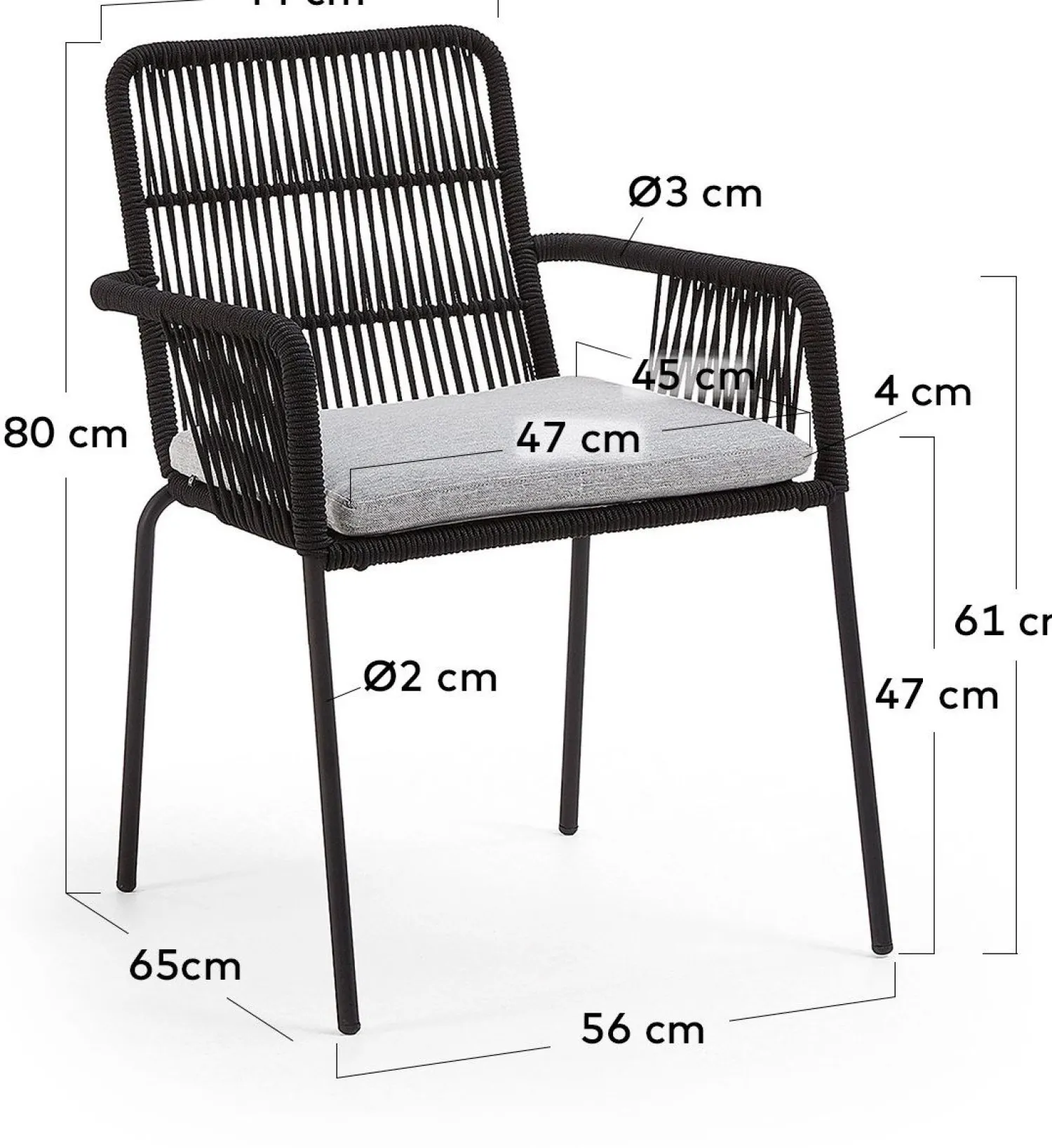 Tuinstoelen-Kave Home Samt Tuinstoel Zwart