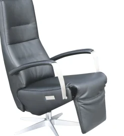 Leren Fauteuils|Relaxfauteuils-Movani Savona Relaxfauteuil Zwart, Zilver