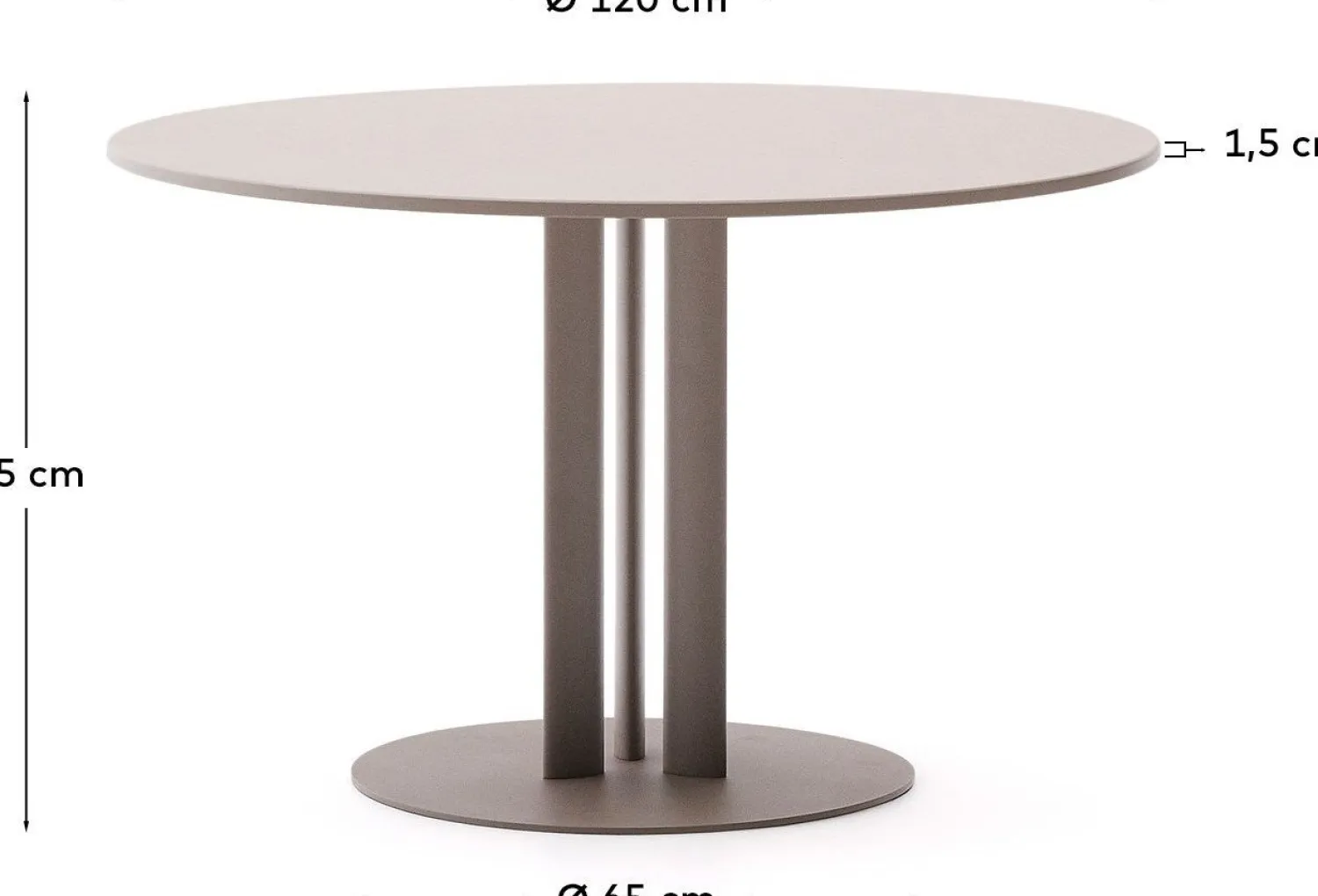 Tuintafels-Kave Home Sedalis Ronde Tuintafel Taupe