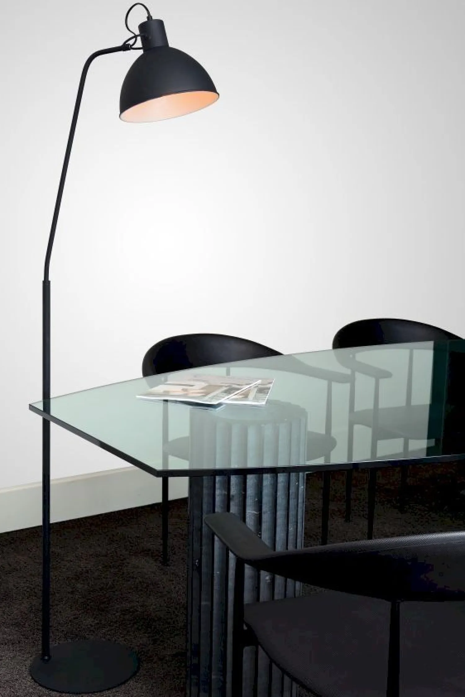Industriële Vloerlampen|Vloerlampen-Lucide Shadi Vloerlamp Zwart