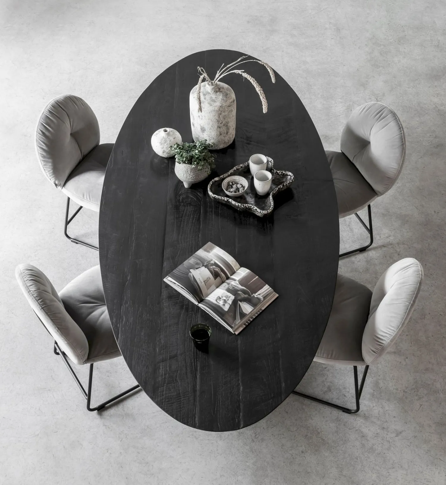 Houten Eettafels|Ovale Eettafels-DTP Home Shape Ovaal Eettafel Zwart