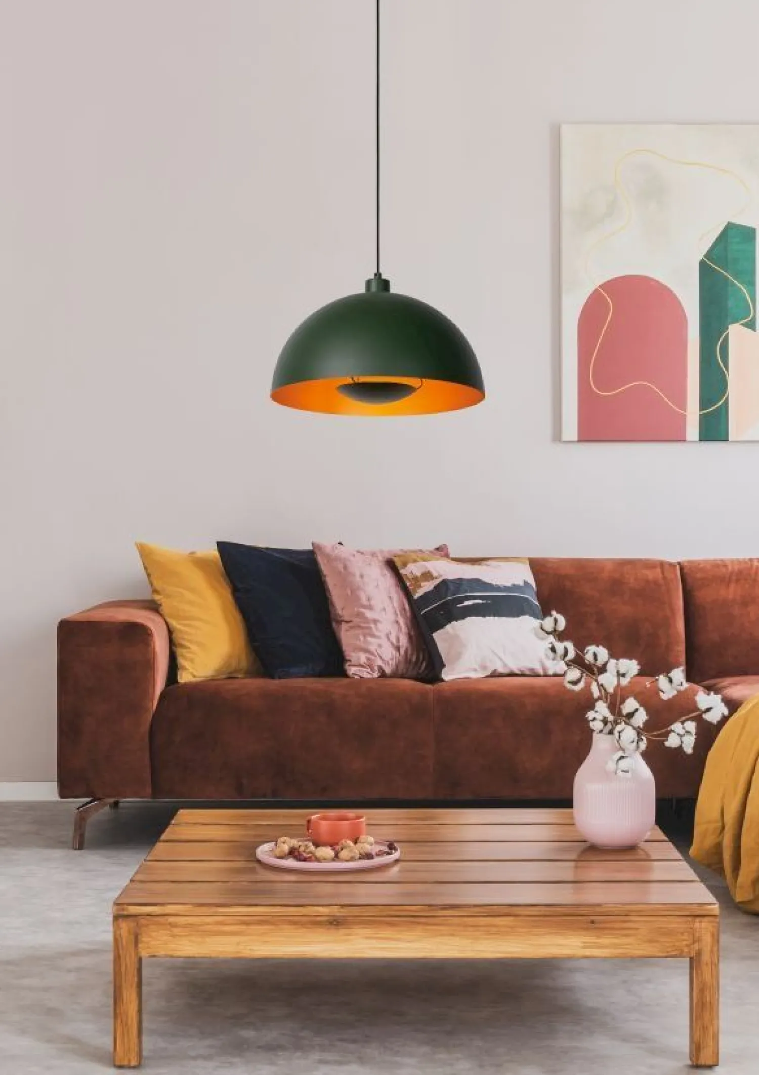 Hanglampen|Hanglampen-Lucide Siemon Hanglamp Groen, Goud