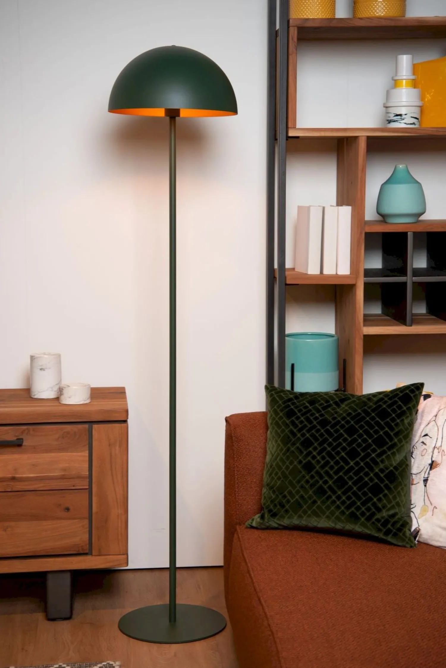 Vloerlampen|Vloerlampen-Lucide Siemon Vloerlamp Groen, Goud